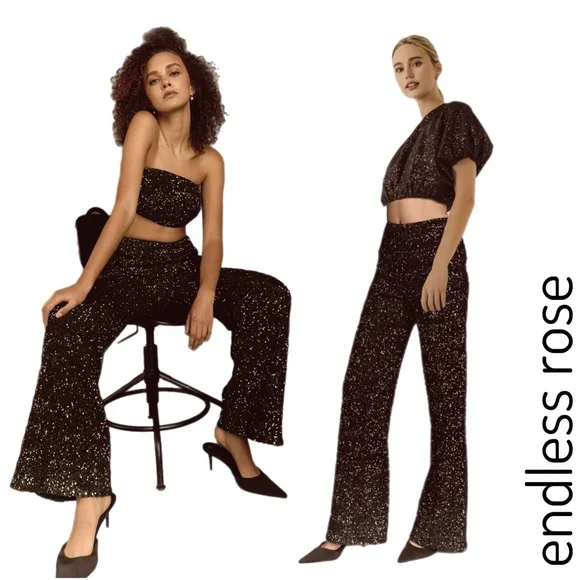 🎩 Endless Rose sequin black pants 🔥 - Picture 3 of 9